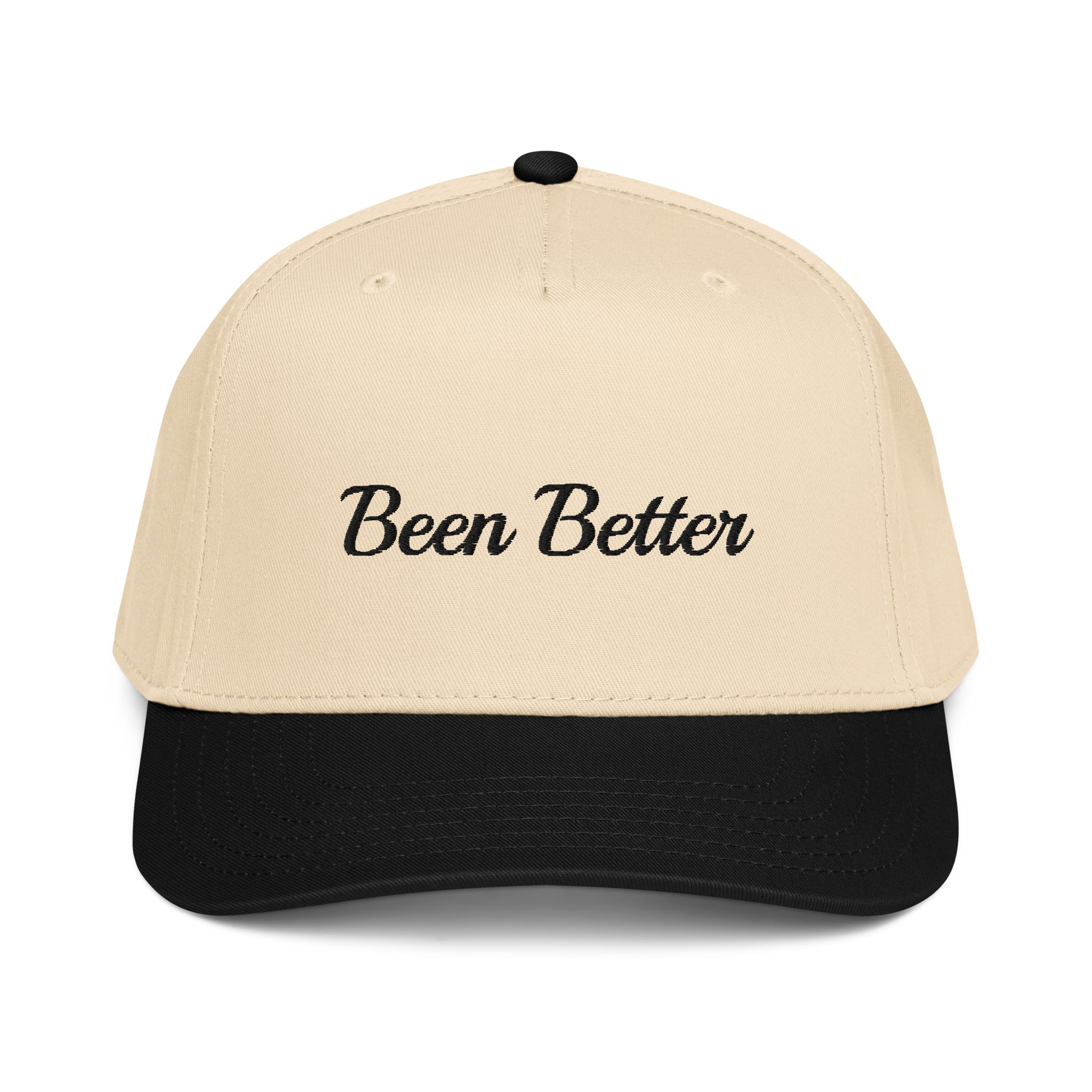 Black brim snapback hat